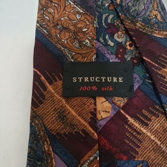 Structure Men's Ties Multicolor 100% Silk Bundle Of 2 - Picture 5 of 11